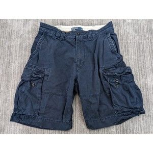 Vintage Polo Ralph Lauren Mens Cargo Shorts Navy 32 Canvas Pockets Heavy Cotton